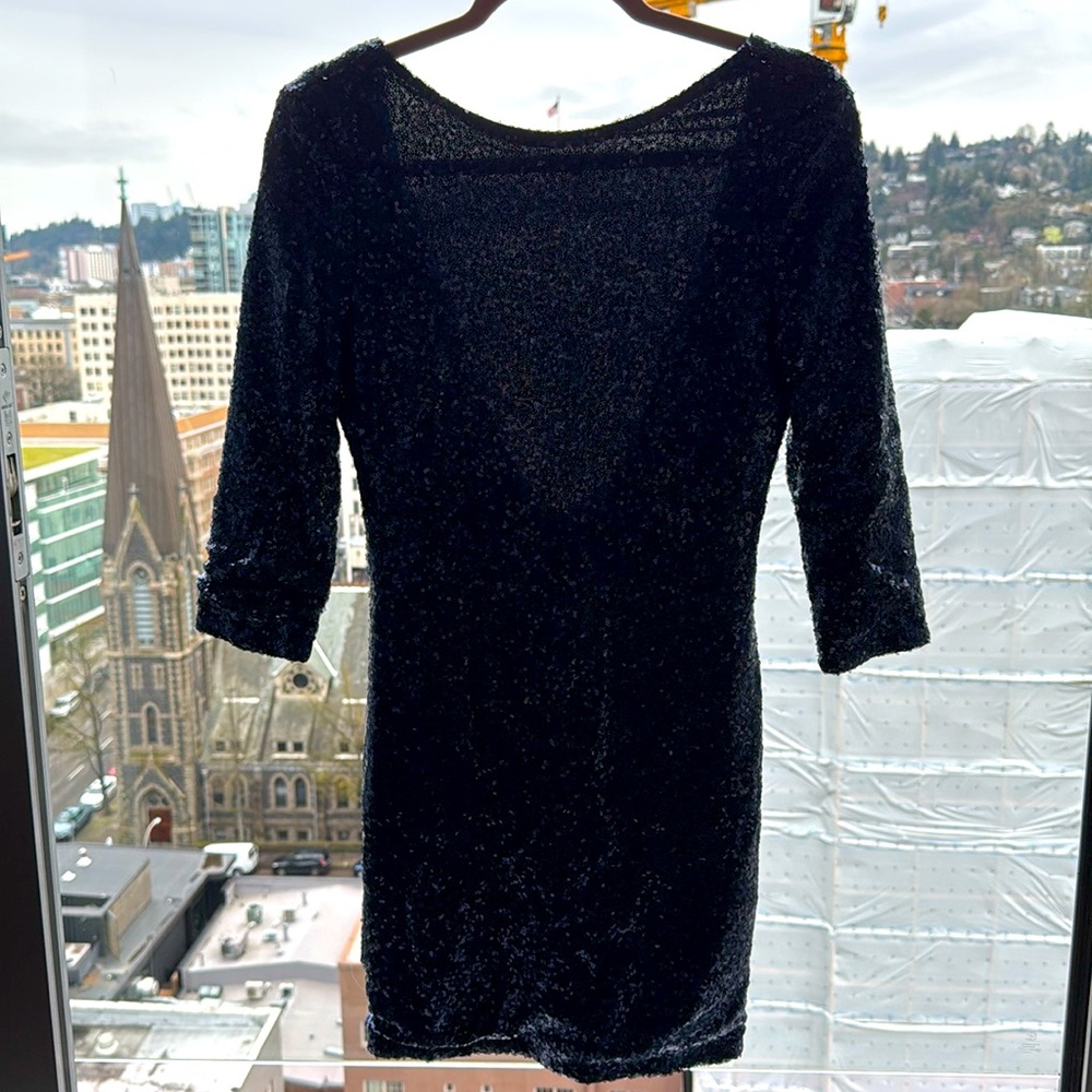 Blue sequin mini dress
